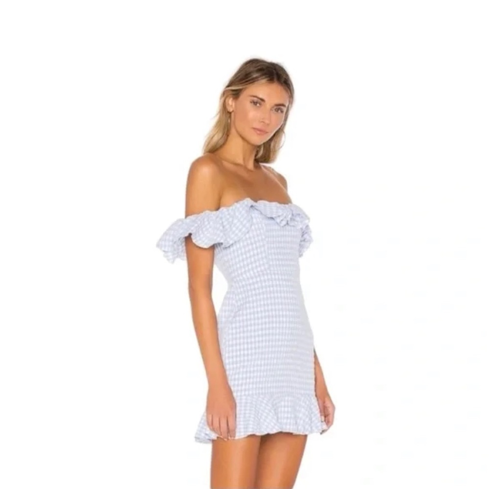 Majorelle revolve gingham mini off the shoulder dress xs